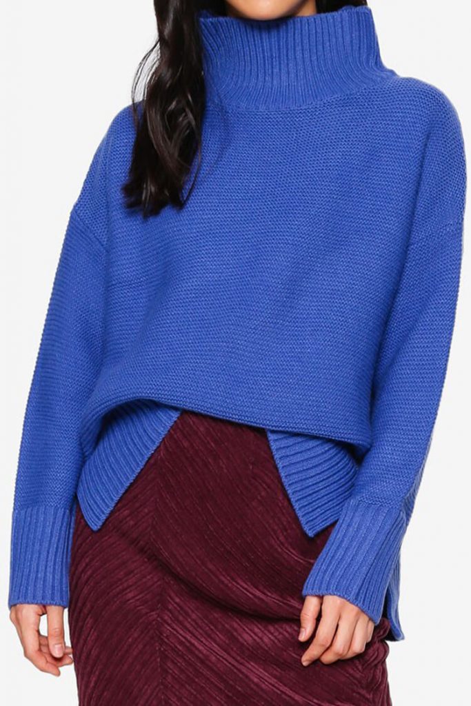 niko and Textured Knit Rollover Collar Sweater | | Wajib Tahu: Panduan Lengkap Padu Padan Rok Plisket