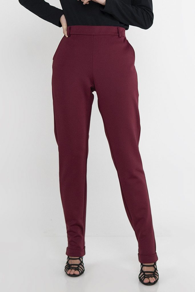 paduan warna maroon Jenahara - Pencil Cutting Pants with Side Pocket