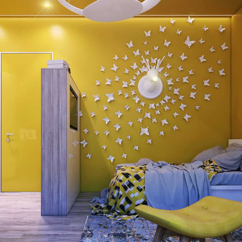 Tambahkan Origami Tiga Dimensi | | 8 Cara Membuat Dekorasi Dinding Kamar Tidur Lebih Menarik